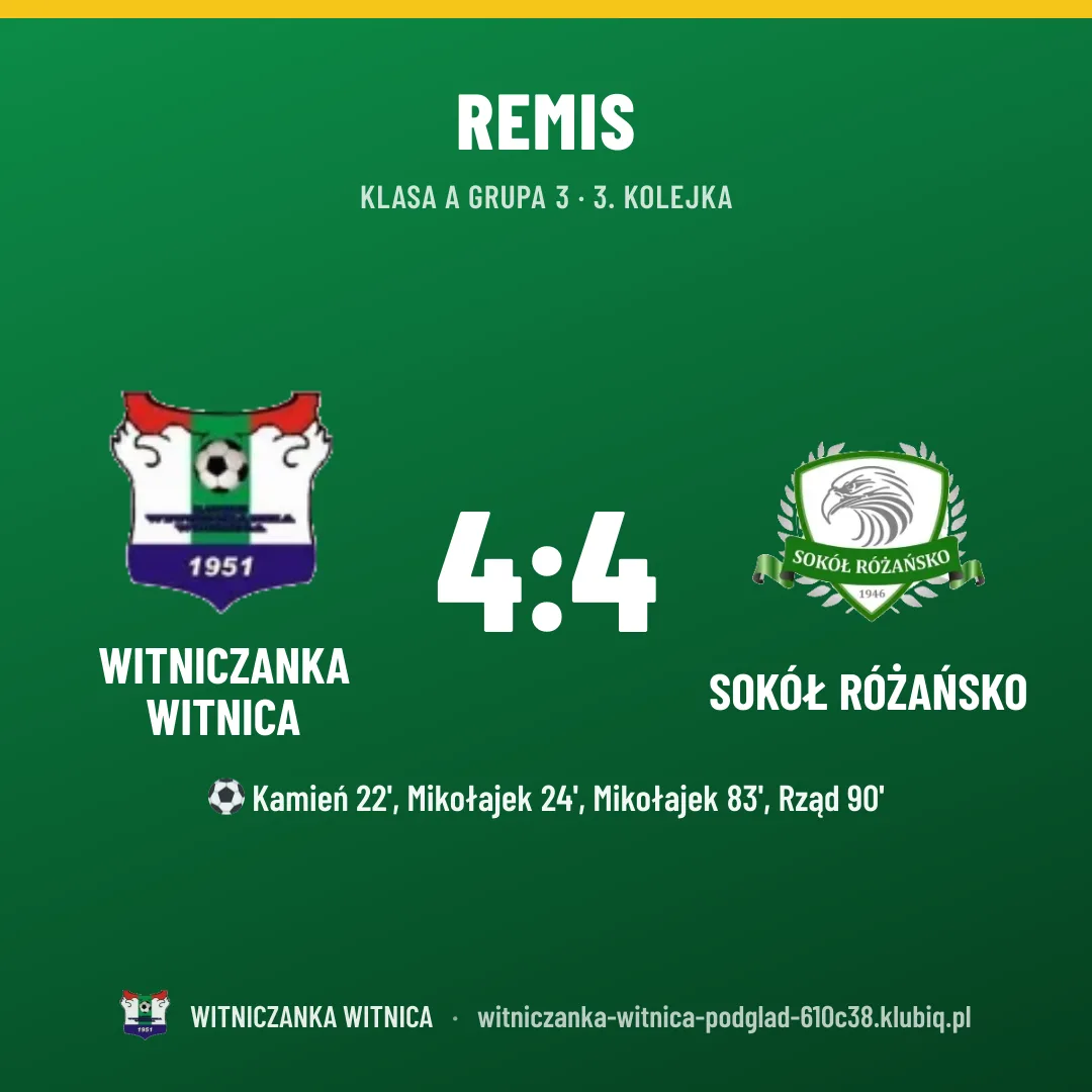 Witniczanka Witnica 4:4 Sokół Różańsko